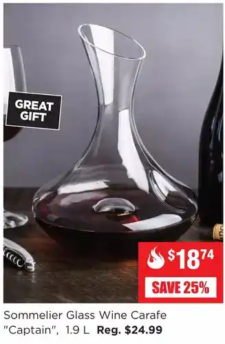 Kitchen Stuff Plus Sommelier glass wine carafe "captain" offer