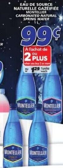 IGA Montellier Carbonated Natural Spring Water 1L offer