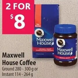 Co-op Maxwell House Coffee Ground 280-300g or Instant 114-264g offer