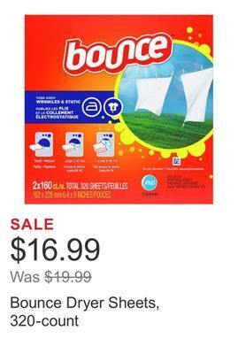 Costco Bounce dryer sheets, 320-count offer