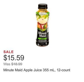 Costco Minute maid apple juice 355 ml, 12-count offer