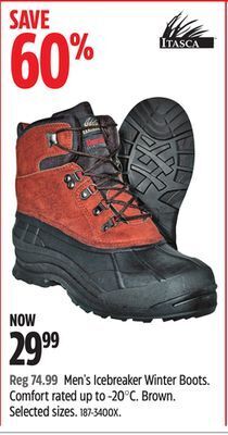 Canadian Tire Itasca men's icebreaker winter boots offer
