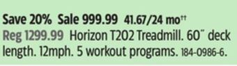 Canadian Tire Horizon t202 treadmill offer