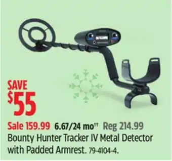 Canadian Tire Bounty hunter tracker iv metal detector with padded armrest offer
