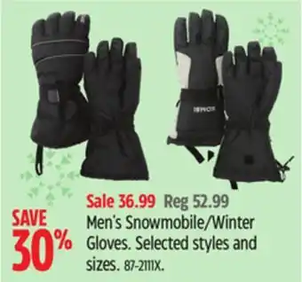 Canadian Tire Men's snowmobile/winter gloves offer