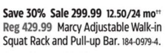 Canadian Tire Marcy adjustable walk-in squat rack and pull-up bar offer