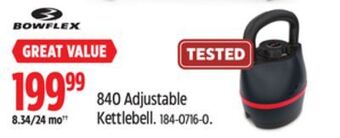 Canadian Tire Bowflex 840 adjustable kettlebell offer