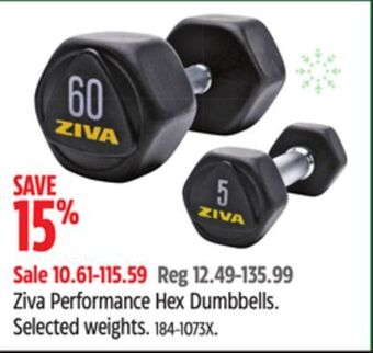 Canadian Tire Ziva performance hex dumbbells offer