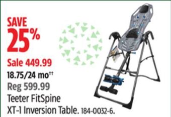 Canadian Tire Teeter fitspine xt-1 inversion table offer