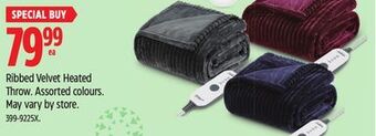 Canadian Tire Ribbed velvet heated throw offer