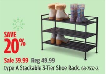 Canadian Tire Type a stackable 3-tier shoe rack offer