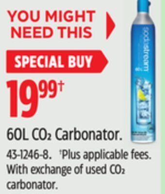 Canadian Tire Sodastream 60l co2 carbonator offer