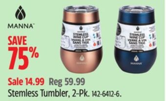 Canadian Tire Manna stemless tumbler, 2-pk offer
