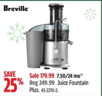 Canadian Tire Breville juice fountain plus offer