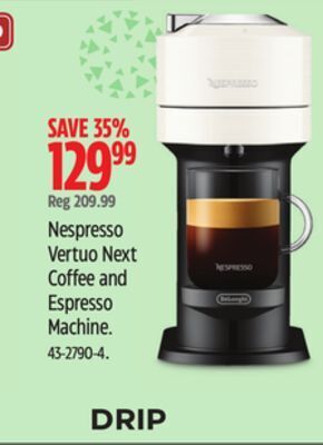 Canadian Tire Nespresso vertuo next coffee and espresso machine offer
