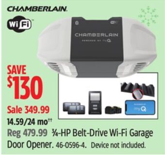 Canadian Tire Chamberlain 3⁄4-hp belt-drive wi-fi garage door opener offer