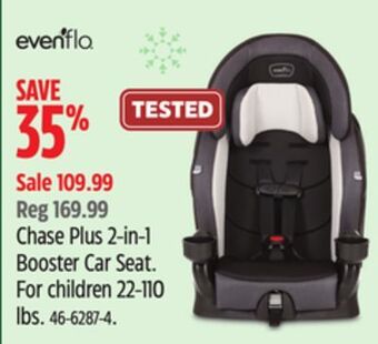 Canadian Tire Evenflo chase plus 2-in-1 booster car seat offer