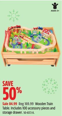 Canadian Tire Wooden train table offer