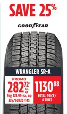 Canadian Tire Good year wrangler sr-a tire offer