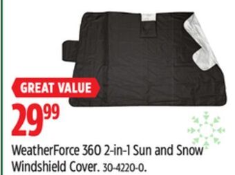 Canadian Tire Weatherforce 360 2-in-1 sun and snow windshield cover offer
