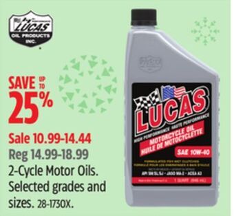Canadian Tire Lucas 2-cycle motor oils offer