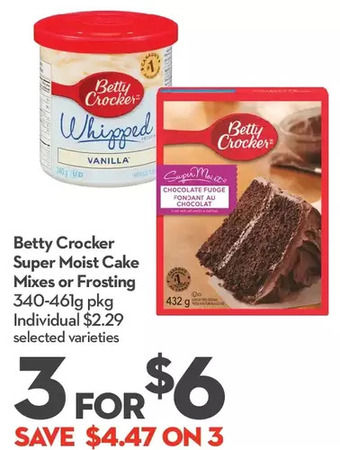 Longo's Betty crocker super moist cake mixes or frosting offer