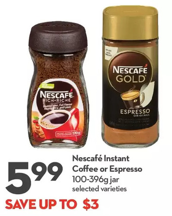 Longo's Nescafe instant coffee or espresso offer
