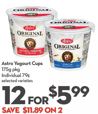 Longo's Astro yogourt cups offer
