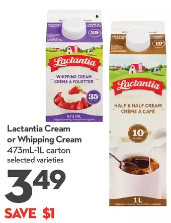Longo's Lactantia cream or whipping cream offer
