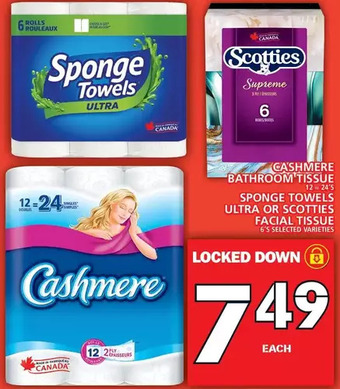 Food Basics Cashmere bathroom tissue | sponge towels ultra or scotties facial tissue offer