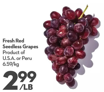 Longo's Fresh red seedless grapes offer