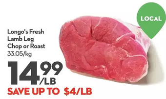 Longo's Longo's fresh lamb leg chop or roast offer