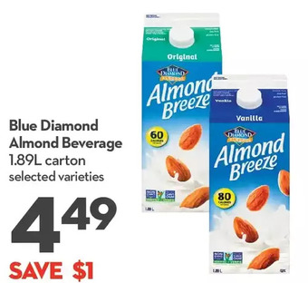 Longo's Blue diamond almond beverage offer