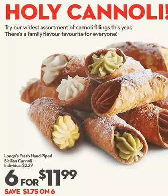 Longo's Longo's fresh hand-piped sicilian cannoli offer
