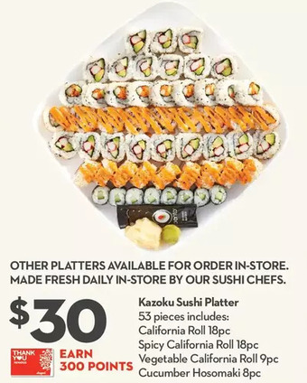Longo's Kazoku sushi platter offer