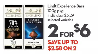 Longo's Lindt excellence bars offer