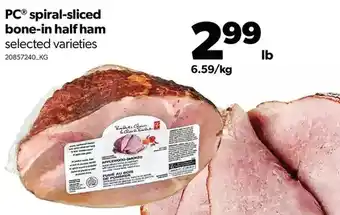 Real Canadian Superstore Pc spiral-sliced bone-in half ham offer