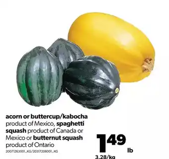Real Canadian Superstore Acorn or buttercup/kabocha, spaghetti squash or butternut squash offer