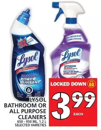 Food Basics Lysol bathroom or all purpose cleaners offer