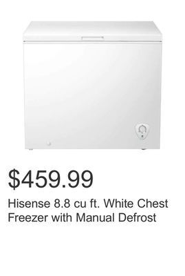 Costco Hisense 8.8 cu ft. white chest freezer with manual defrost offer