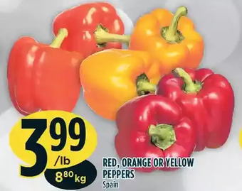 Marché Adonis Red, orange or yellow peppers offer