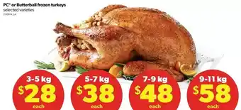 Real Canadian Superstore Pc or butterball frozen turkeys offer