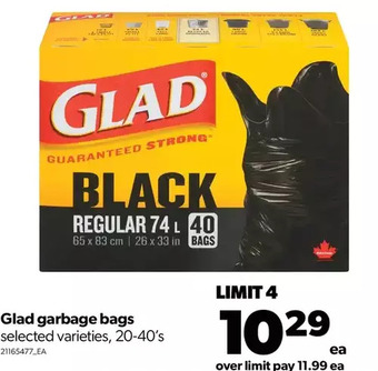 Real Canadian Superstore Glad garbage bags offer