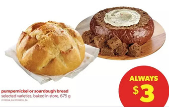 Real Canadian Superstore Pumpernickel or sourdough bread offer