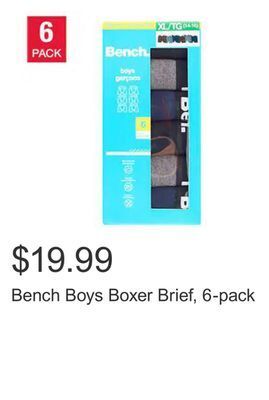 Costco Bench boys boxer brief, 6-pack offer