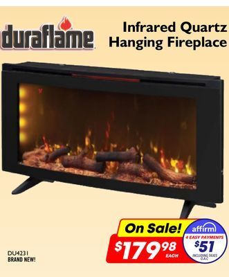 Factory Direct Duraflame infrared quartz hanging fireplace offer
