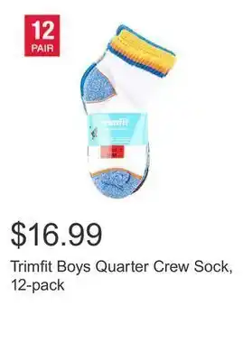 Costco Trimfit boys quarter crew sock, 12-pack offer
