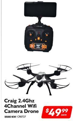 Craig 2.4ghz 4channel wifi camera drone