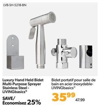 Shopper+ Luxury hand held bidet multi-purpose sprayer stainless steel - livingbasics offer