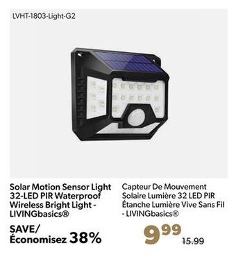 Shopper+ Solar motion sensor light 32-led pir waterproof wireless bright light - livingbasics® offer
